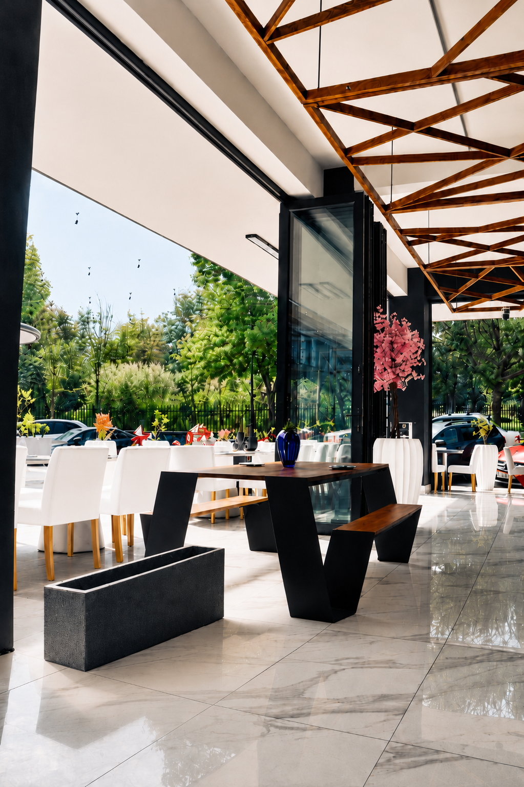 Interior and outdoor seating at Meatboard & Co Bedfordview